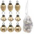 Floristik24 Mini mélange de boules de verre, diamant / boule / cône, décorations d&#39;arbres, aspect antique Ø3–3,5cm H4,5–5,5cm 9pcs