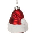Floristik24 Boules de Noël en verre 8cm chapeau de Père Noël rouge et blanc, lot de 6
