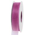 Floristik24 Ruban organza aubergine 25mm 50m