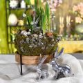 Floristik24 Lapin de Pâques assis figurine lapin argenté décoration de table Pâques 16,5cm