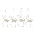 Floristik24 Lapins de Pâques à suspendre fleurs en métal doré 10×14,5cm 4pcs