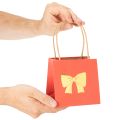 Sac cadeau en papier avec motif nœud, 12 cm, rouge et or, lot de 8 | Floristik24.fr