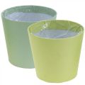 Floristik24 Cache-pot en papier, jardinière, pot à herbes bleu/vert Ø15cm H13cm 4pcs