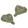 Floristik24 Duo de cœurs en herbe naturelle avec revêtement plastique 14 cm