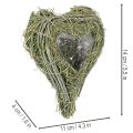 Duo de cœurs en herbe naturelle avec revêtement plastique 14 cm | Floristik24.fr