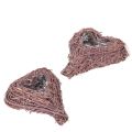 Floristik24 Lot de 2 coupelles en forme de cœur en branches avec film plastique, 14 cm
