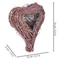 Lot de 2 coupelles en forme de cœur en branches avec film plastique, 14 cm | Floristik24.fr