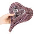 Coeur à planter en matière végétale avec film plastique, 24 cm, couleur violet | Floristik24.fr