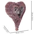 Coeur à planter en matière végétale avec film plastique, 24 cm, couleur violet | Floristik24.fr