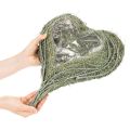 Coupe cœur en herbe naturelle avec film plastique, 38 cm, vert | Floristik24.fr