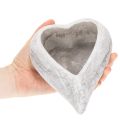Bol décoratif en forme de cœur, gris ; petit pot de fleurs en forme de cœur, 19 cm | Floristik24.fr