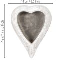 Bol décoratif en forme de cœur, gris ; petit pot de fleurs en forme de cœur, 19 cm | Floristik24.fr