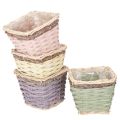Floristik24 Set de 4 cache-pots carrés en bois avec doublure plastique 14cm