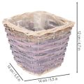 Set de 4 cache-pots carrés en bois avec doublure plastique 14cm | Floristik24.fr