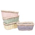 Floristik24 Lot de 4 paniers rectangulaires en bois avec film plastique intégré 25 cm