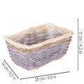 Lot de 4 paniers rectangulaires en bois avec film plastique intégré 25 cm | Floristik24.fr