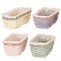 Lot de 4 paniers rectangulaires en bois avec film plastique intégré 25 cm | Floristik24.fr
