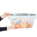 Pots de fleurs, printemps, jardinières pour fleurs/oiseaux, récipient ovale en métal L39/31/24,5 cm, lot de 3 | Floristik24.fr