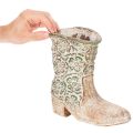 Jardinière en forme de botte western vintage 24 cm en poly-résine avec motif floral | Floristik24.fr