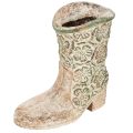 Jardinière en forme de botte western vintage 24 cm en poly-résine avec motif floral | Floristik24.fr