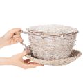 Tasse décorative en osier blanc-gris avec soucoupe 34 cm | Floristik24.fr
