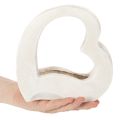 Cœur décoratif ouvert 19 cm en blanc pour compositions florales et plantes | Floristik24.fr