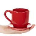 Tasse décorative rouge avec soucoupe intégrée en céramique 17 cm | Floristik24.fr