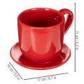 Tasse décorative rouge avec soucoupe intégrée en céramique 17 cm | Floristik24.fr