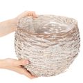 Décoratif panier rond en osier blanc 23 cm avec doublure plastique intégré | Floristik24.fr