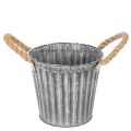 Floristik24 Pot décoratif en métal avec poignées en corde, Ø16,5 cm