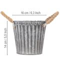 Pot décoratif en métal avec poignées en corde, Ø16,5 cm | Floristik24.fr