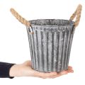 Pot décoratif en métal avec poignées en corde, Ø16,5 cm | Floristik24.fr