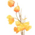 Branche artificielle de Physalis avec fleurs 95 cm en plastique et tissu orange | Floristik24.fr