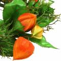 Couronne décorative artificielle physalis orange et verte Ø28cm | Floristik24.fr