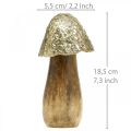Champignon déco métal bois doré, présentoir déco naturel 13,5cm