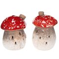Floristik24 Figurine décorative de maison champignon avec phare et amanite tue-mouches, 10 cm, lot de 2