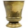Jardinière vintage coupe vase métal laiton Ø17cm H19cm | Floristik24.fr