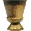 Jardinière vintage coupe vase métal laiton Ø14cm H17cm | Floristik24.fr