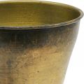 Jardinière vintage coupe vase métal laiton Ø14cm H17cm | Floristik24.fr