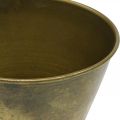 Jardinière vintage coupe vase métal laiton Ø11,5cm H13,5cm | Floristik24.fr