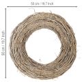 Couronne décorative branches de rotin blanchies 50 cm | Floristik24.fr
