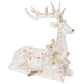 Floristik24 Décoration Figurine Cerf Assis avec Bois 30 cm Blanc en Résine