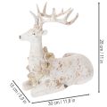 Décoration Figurine Cerf Assis avec Bois 30 cm Blanc en Résine | Floristik24.fr