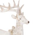 Décoration Figurine Cerf Assis avec Bois 30 cm Blanc en Résine | Floristik24.fr