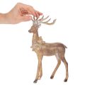 Figurine décorative cerf en résine, 28 cm, marron avec accents dorés et argentés, décoration intérieure de Noël | Floristik24.fr