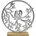 Floristik24 Décoration de table printemps, anneau décoratif oiseau déco argenté H37,5cm