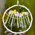 Floristik24 Bague avec perles, printemps, anneau décoratif, mariage, couronne à suspendre blanc Ø28cm 4pcs