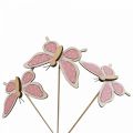 Floristik24 Papillon rose bâtons déco bois 7,5cm 28cm 12pcs