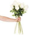 Roses artificielles blanches, longues tiges, 62 cm, 12 pièces | Floristik24.fr
