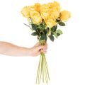 Roses artificielles jaunes à tige longue 62 cm Lot de 12 | Floristik24.fr
